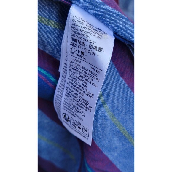 Levi's Mens Western Relaxed Fit Pearl Snap Long Sleeve Striped Shirt Size Large - Picture 9 of 10